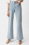 Wide Leg Pearl Rhinestone Jeans