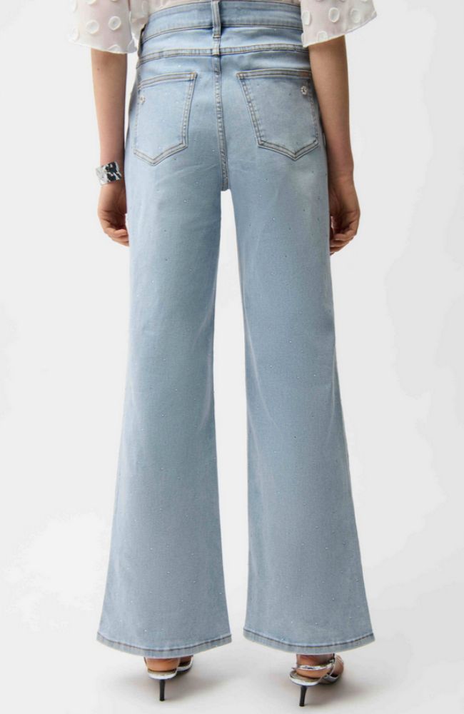 Wide Leg Pearl Rhinestone Jeans