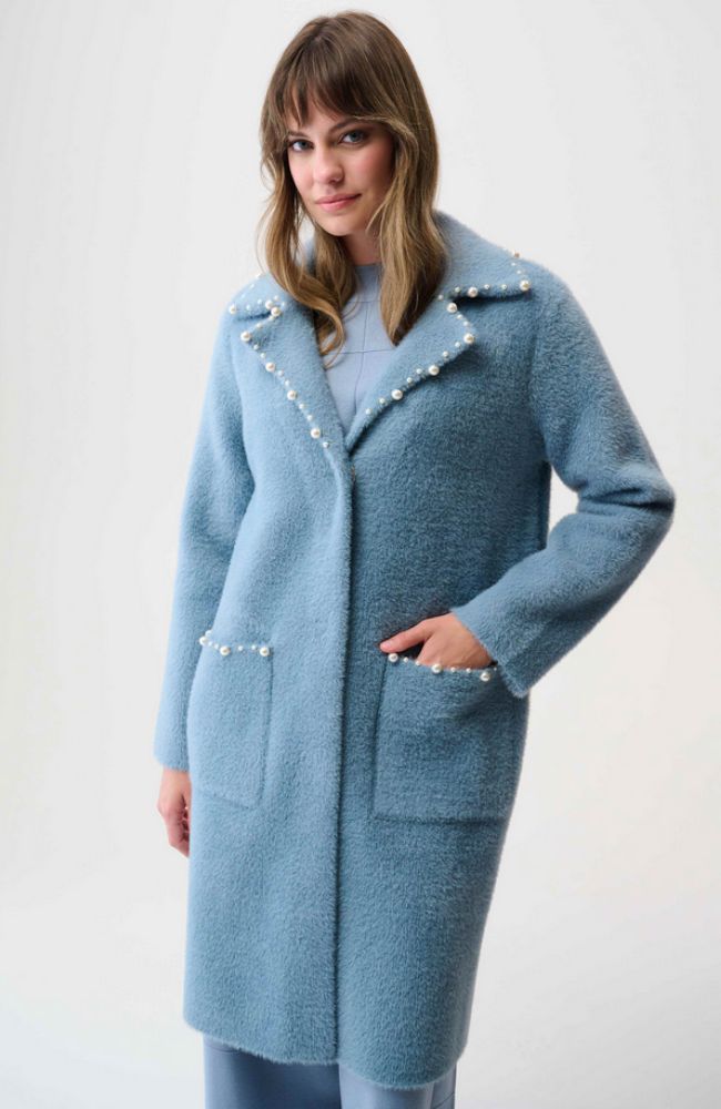 Sweater Coat with Pearl Trim