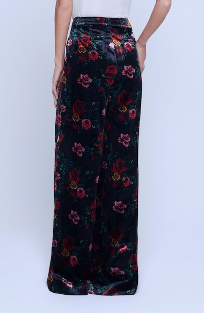 Pilar Wide Leg Pant Black Rose