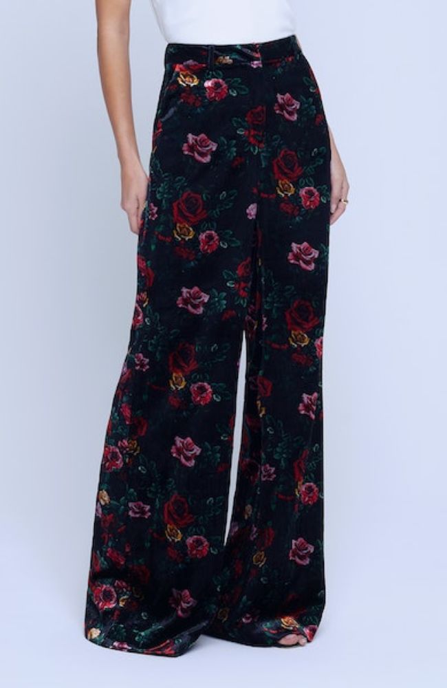 Pilar Wide Leg Pant Black Rose