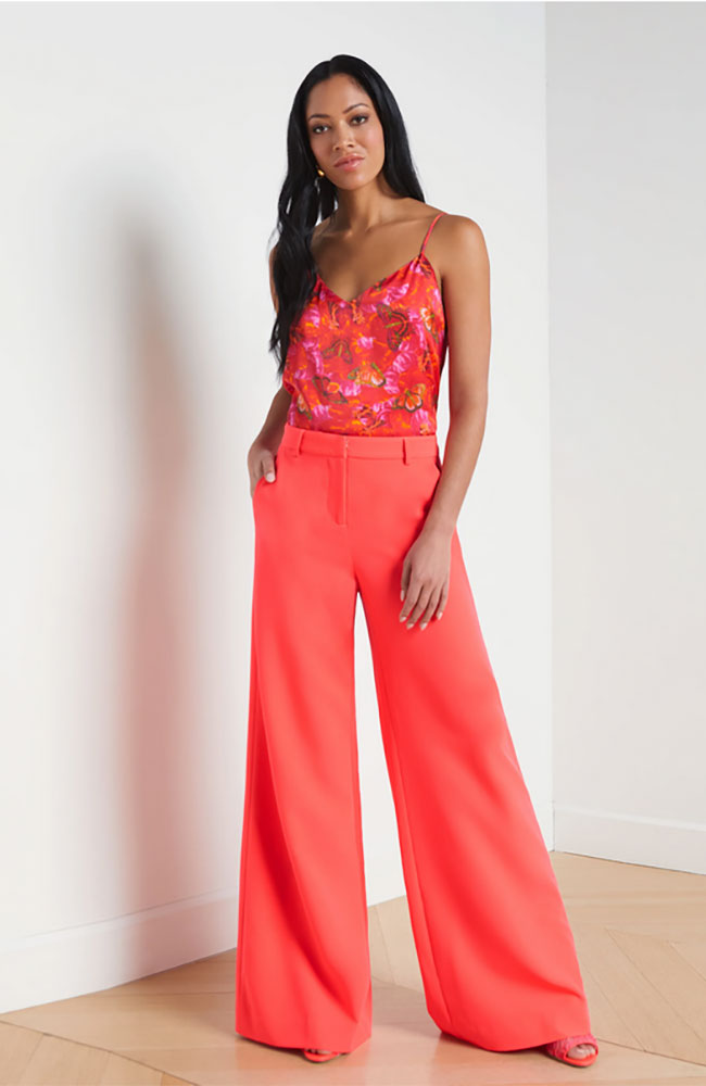 Pilar Wide Leg Pant in Coral