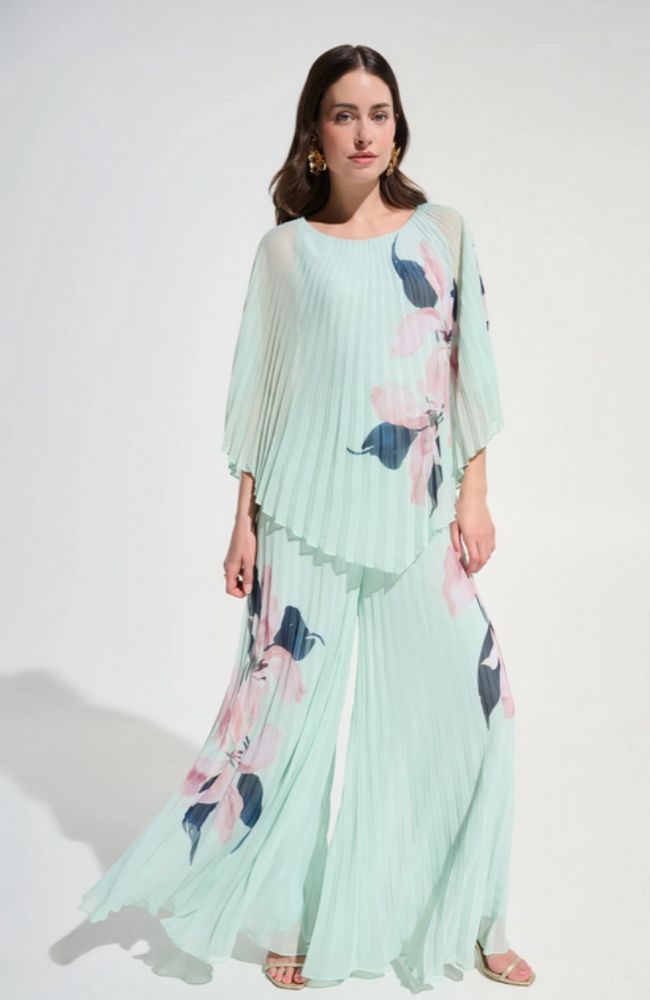 Floral Pleated Wide Leg Pants