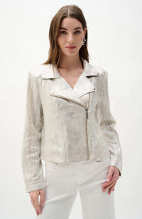 Faux Suede Foiled Moto Jacket