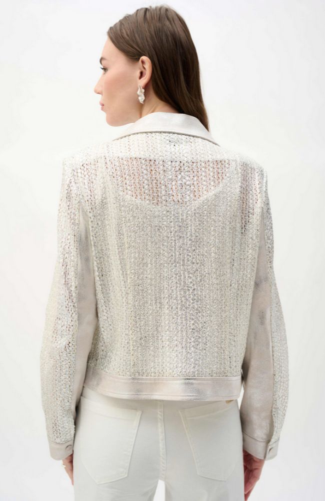 Faux Suede Foiled Moto Jacket