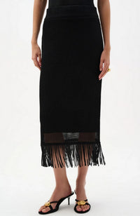 Knit Pull On Skirt Fringe Trim