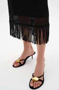Knit Pull On Skirt Fringe Trim