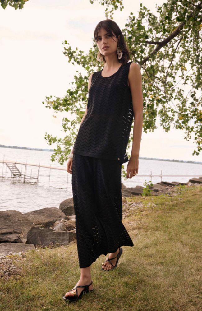 Chevron Stitch Culotte Pant