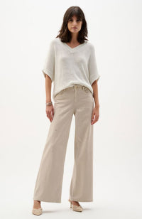 Denim Wide Leg Jeans With Rhinestones