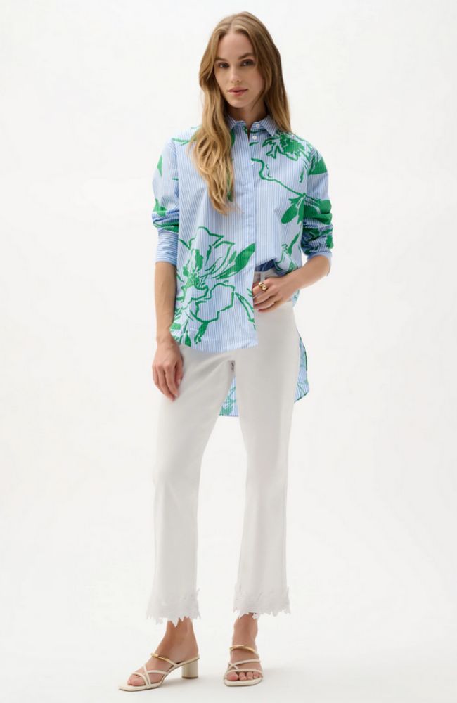 Cotton Stripe Floral Blouse
