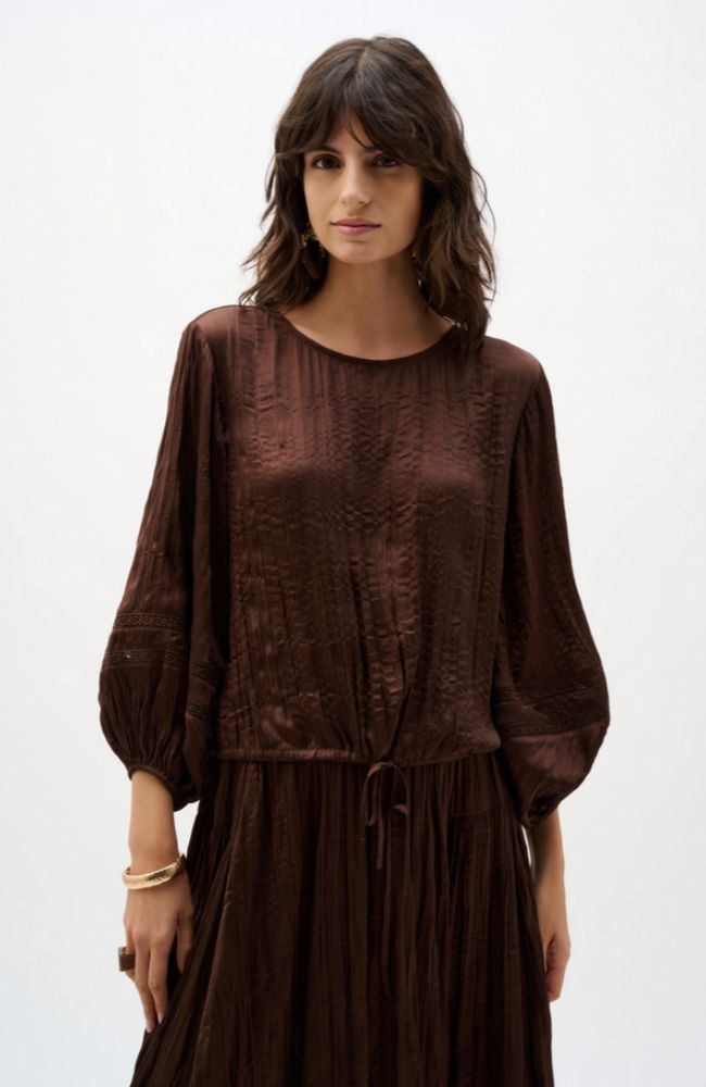 Pleated Satin Cocoon Top