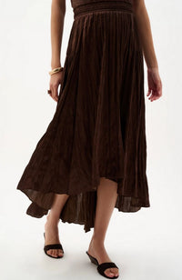 Pleated Satin Flair Skirt