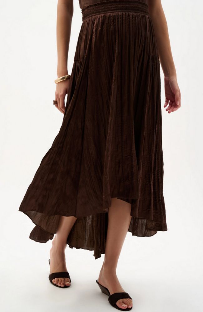 Pleated Satin Flair Skirt