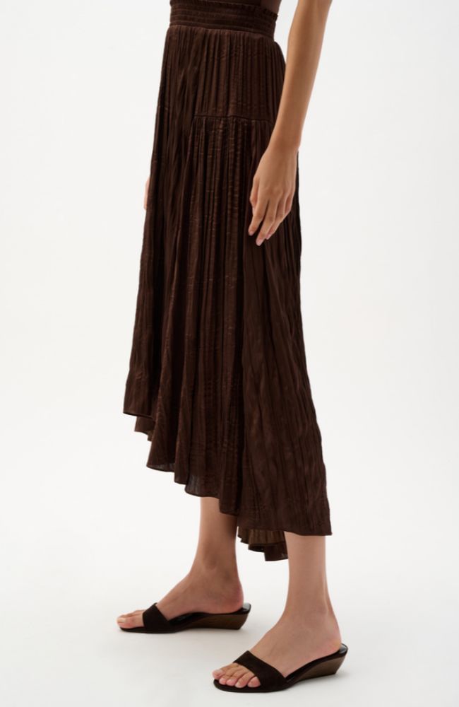 Pleated Satin Flair Skirt