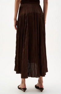 Pleated Satin Flair Skirt