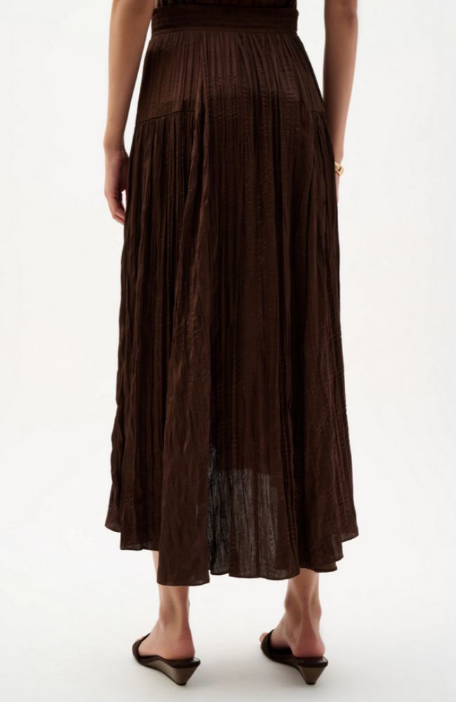 Pleated Satin Flair Skirt