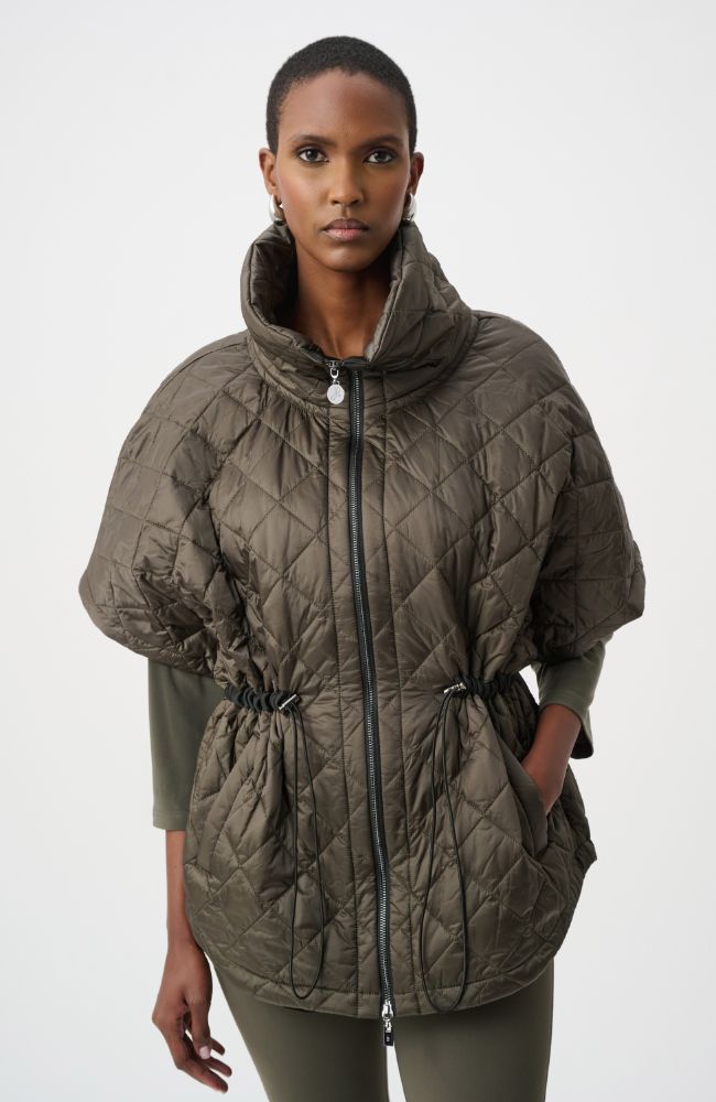 Quilted Shawl Neck Boxy Vest