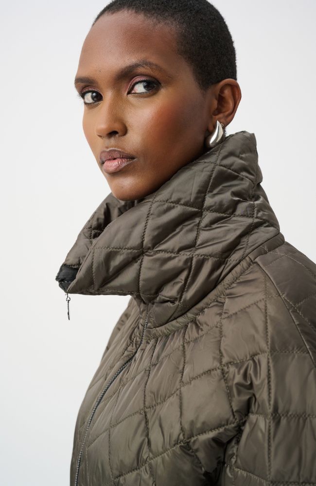 Quilted Shawl Neck Boxy Vest