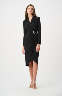 Silky Knit Sheath Wrap Dress