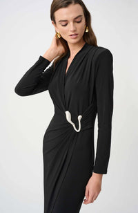Silky Knit Sheath Wrap Dress