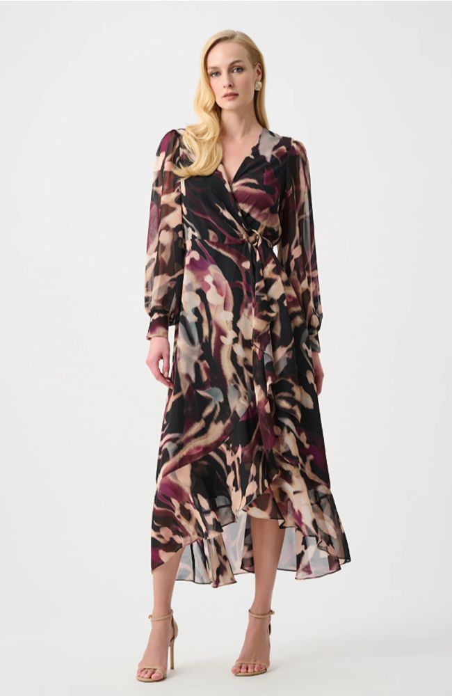 Printed Fit and Flare Wrap Dress