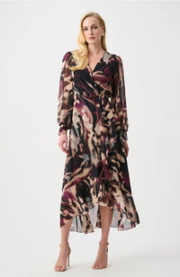 Printed Fit and Flare Wrap Dress
