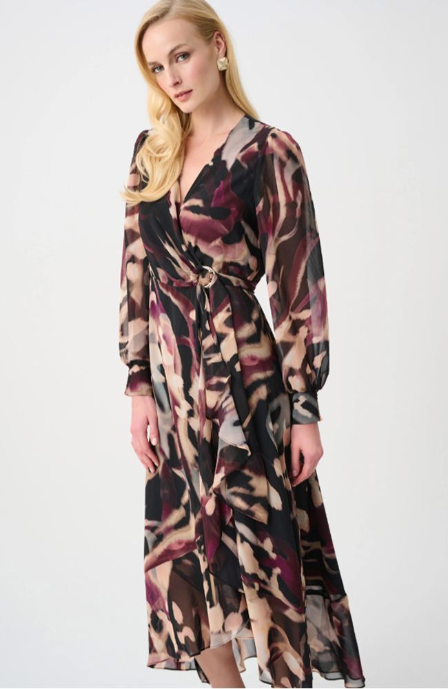 Printed Fit and Flare Wrap Dress