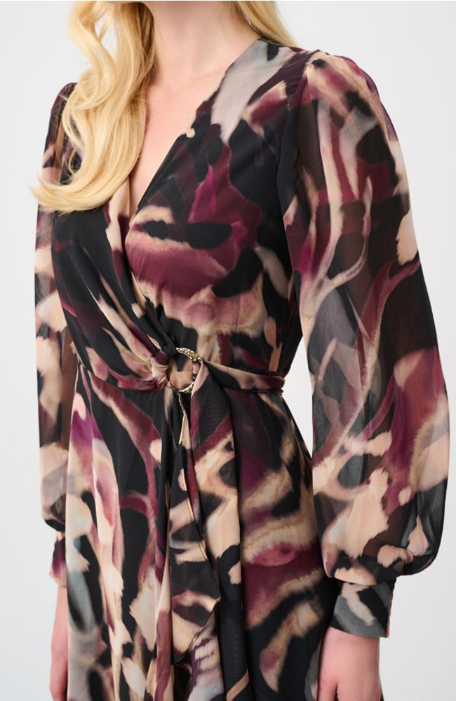 Printed Fit and Flare Wrap Dress