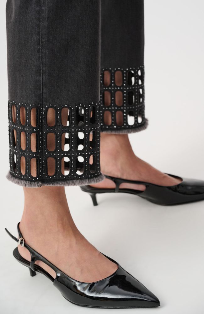 Straight Classic Jeans with Rhinestones