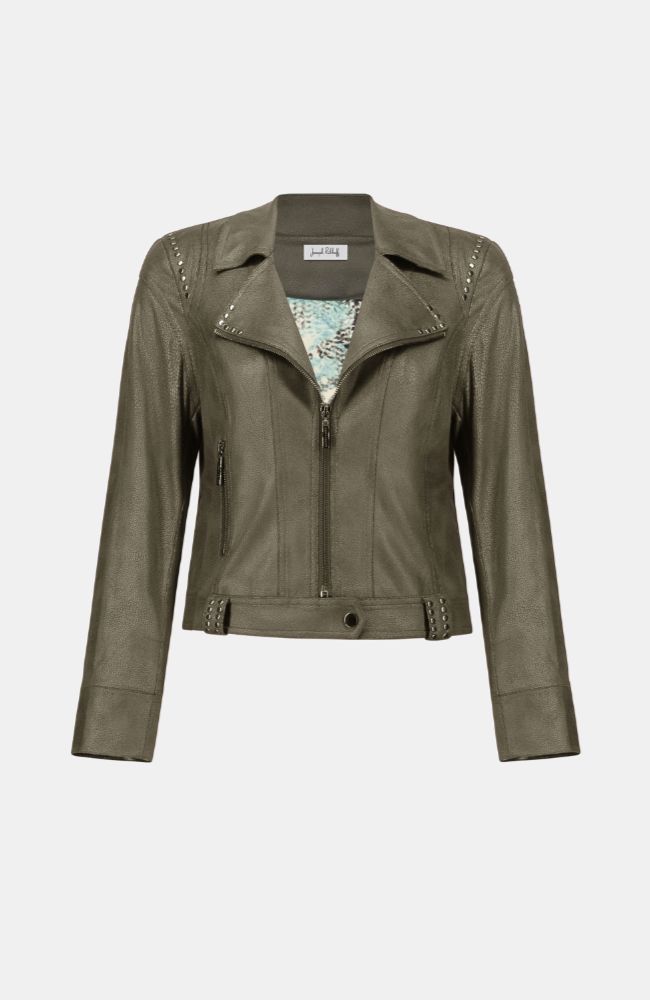 Fitted Foiled Faux Suede Jacket