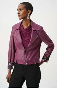 Fitted Foiled Faux Suede Jacket