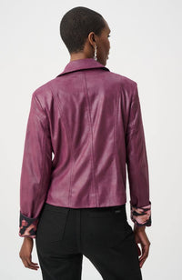 Fitted Foiled Faux Suede Jacket
