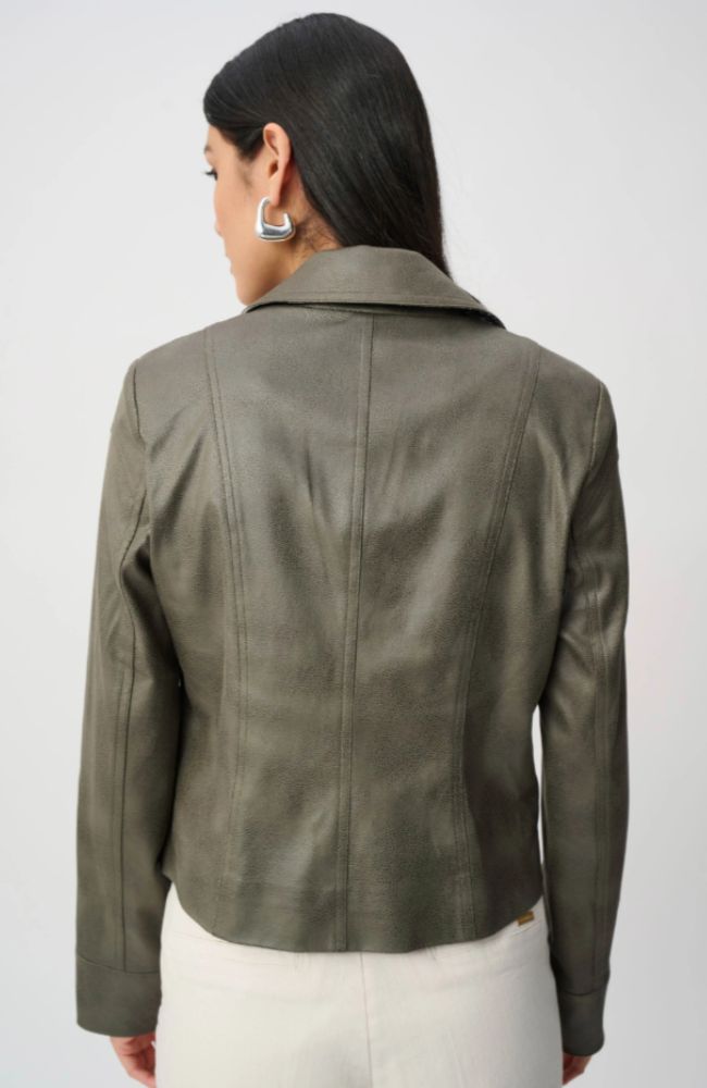 Fitted Foiled Faux Suede Jacket