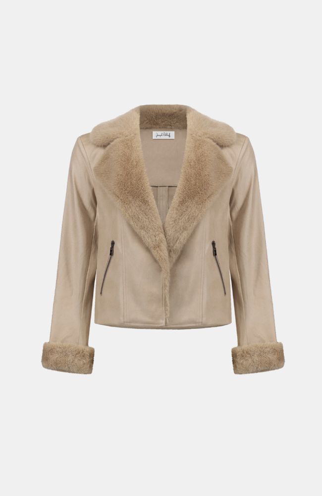 Foiled Suede Jacket Fur Collar