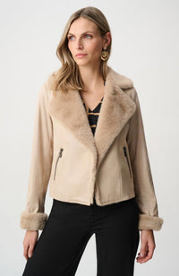 Foiled Suede Jacket Fur Collar