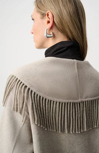 Wool Blend Fringed Collar Coat