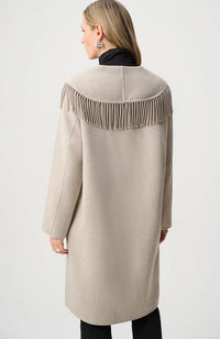 Wool Blend Fringed Collar Coat