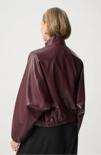 Leatherette Mock Neck Bomber