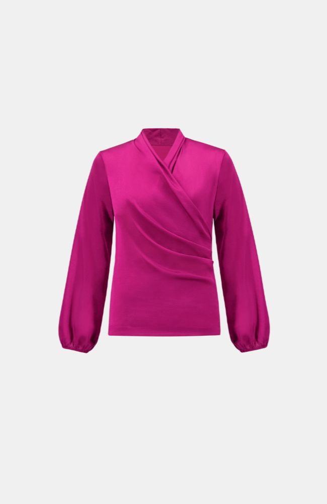 Recycled Satin Faux-Wrap Top