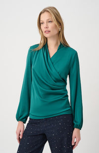Recycled Satin Faux-Wrap Top