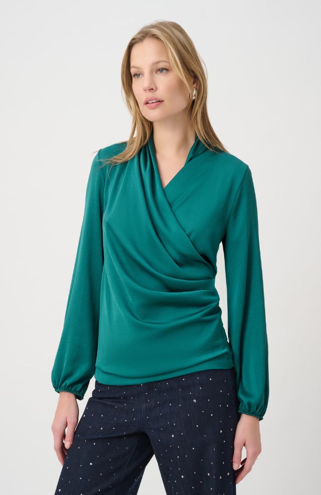 Recycled Satin Faux-Wrap Top