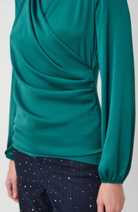 Recycled Satin Faux-Wrap Top