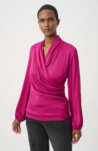 Recycled Satin Faux-Wrap Top