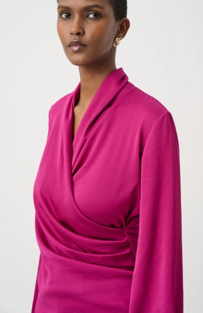 Recycled Satin Faux-Wrap Top
