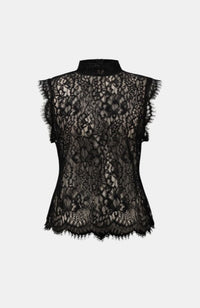 Lace Mock Neck Fitted Top
