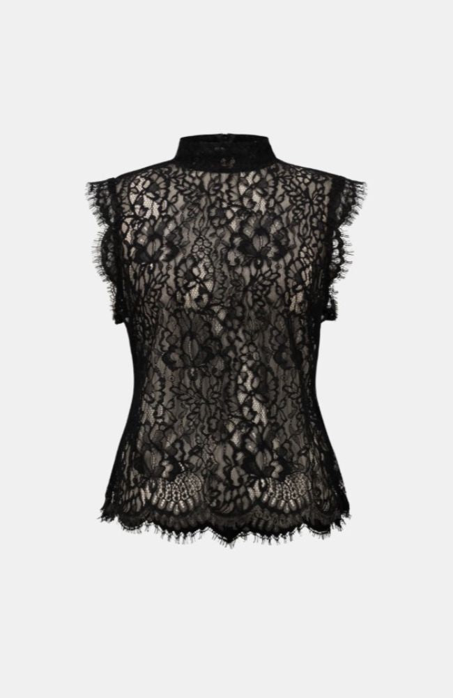 Lace Mock Neck Fitted Top