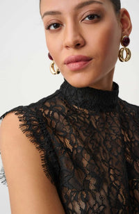 Lace Mock Neck Fitted Top