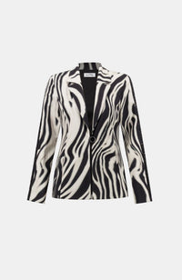 Animal Print Blazer With Rhinestone