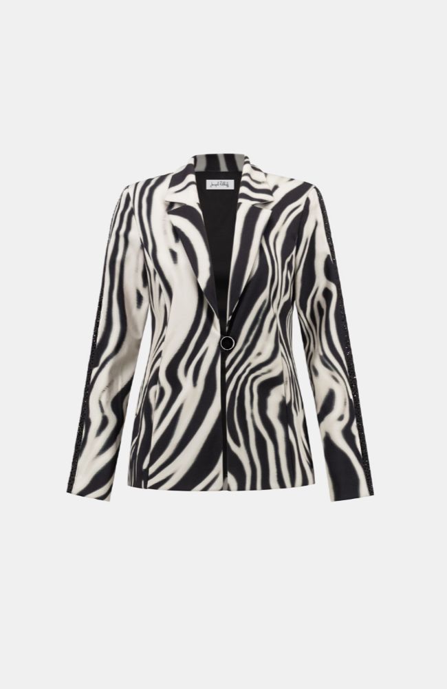 Animal Print Blazer With Rhinestone