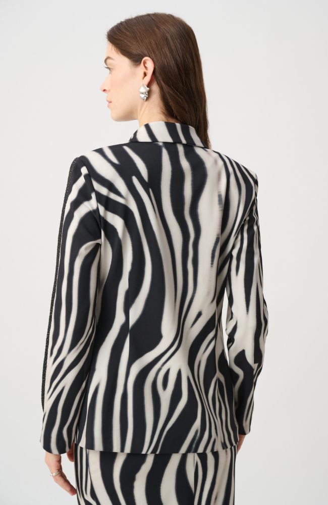 Animal Print Blazer With Rhinestone